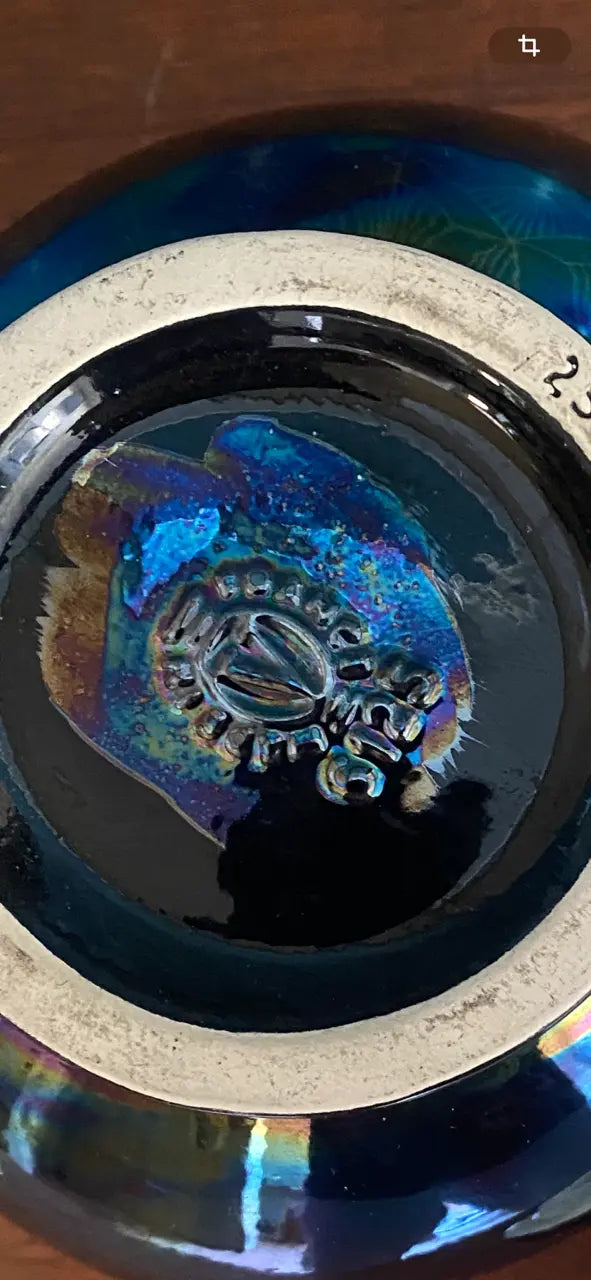 Céramique Française vintage, reflets métalliques irisés. 2 nécessaires de fumeurs, numérotées. Antiquités de France