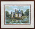 Aquarelle signée château de Boumois F. Cochard, Pays de Loire, encadrée sous verre-{{shop name}}