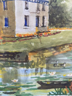 Aquarelle signée château de Boumois F. Cochard, Pays de Loire, encadrée sous verre-{{shop name}}