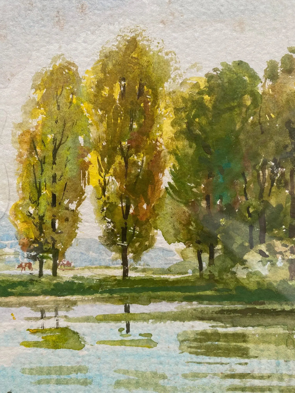 Tableau ancien signé F. Cochard, encadrée sous verre, du début XXème, peinte à l'Aquarelle. Antiquités de France