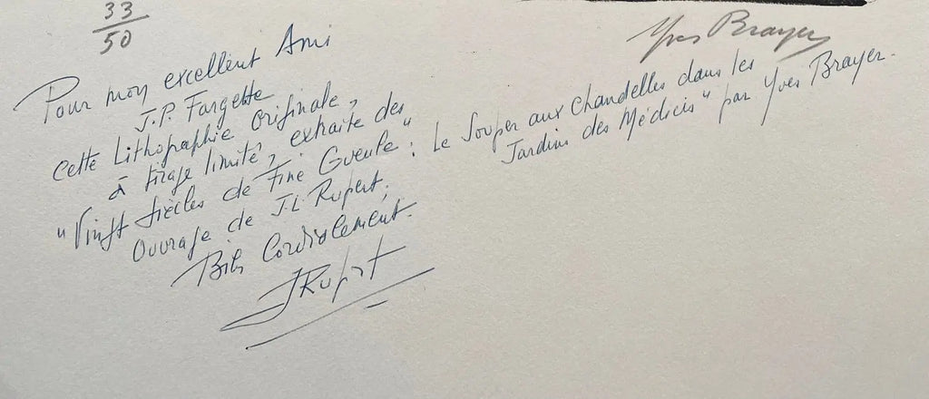 Lithographie Yves Brayer, signée, et dédicacée. Pièce unique d'exception intitulée Médicis. Antiquités de France