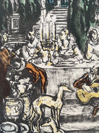 Lithographie Yves Brayer, signée, et dédicacée. Pièce unique d'exception intitulée Médicis. Antiquités de France