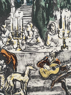 Lithographie Yves Brayer, signée, et dédicacée. Pièce unique d'exception intitulée Médicis. Antiquités de France