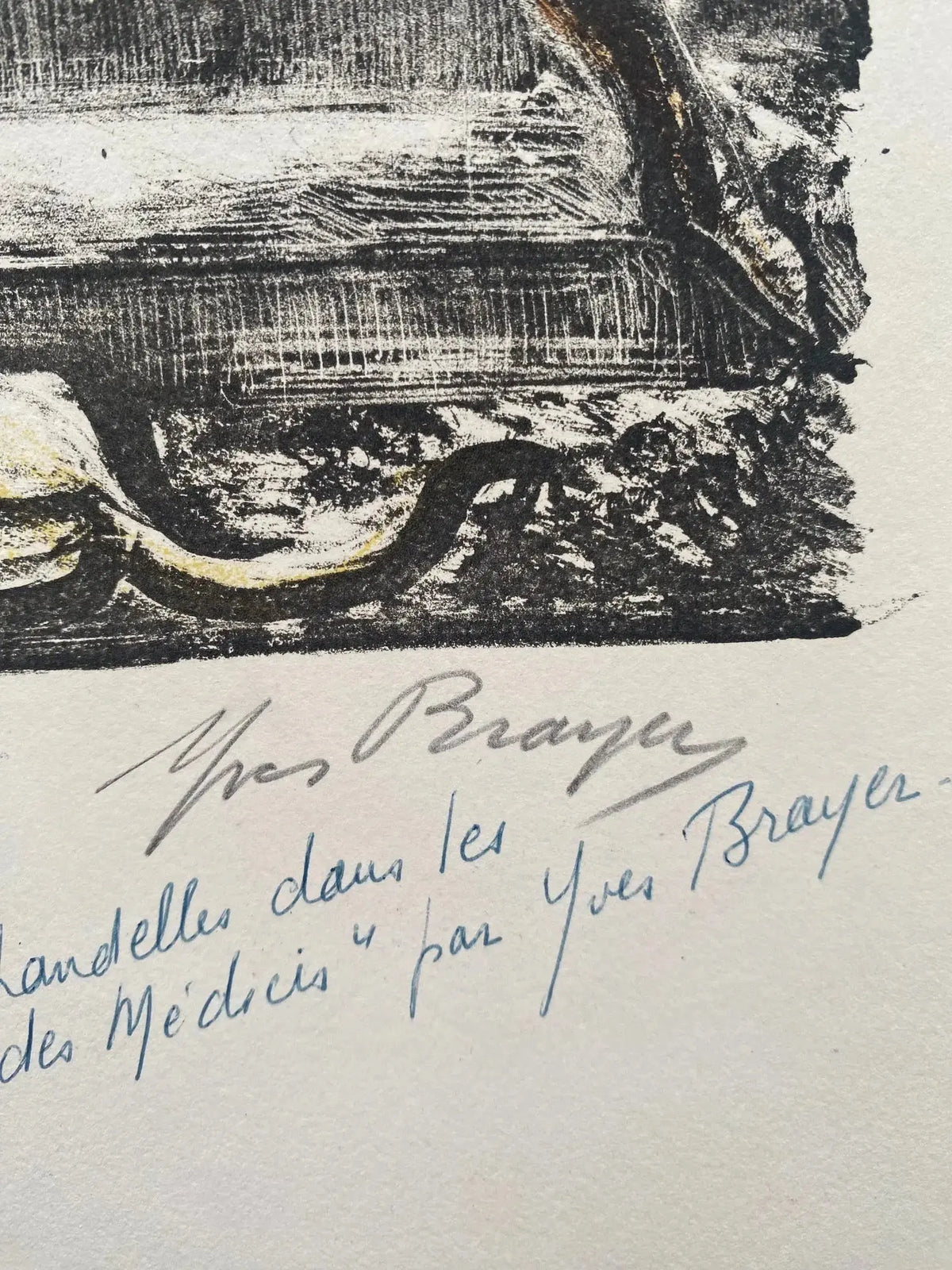 Lithographie Yves Brayer, signée, et dédicacée. Pièce unique d'exception intitulée Médicis. Antiquités de France