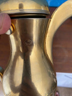 Cafetière orientale Dallah – cuivre ou laiton, symbole arabe gravé, 15 cm, vintage-{{shop name}}