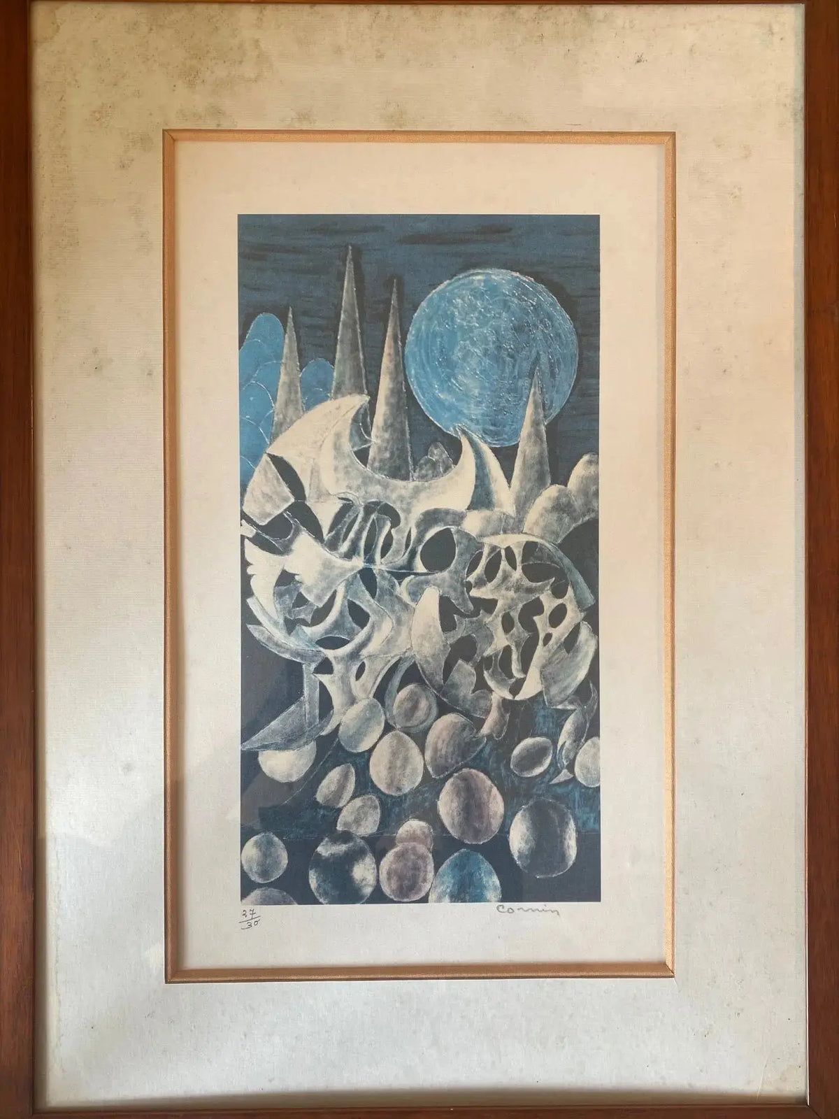 Lithographie signé Cornin, pour Jon Corka ( 1905-1992), pièce rare numérotée, encadrée et sous verre. Antiquités de France