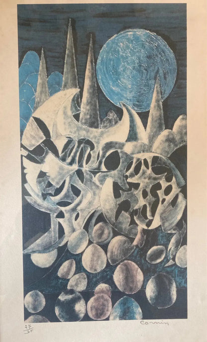 Lithographie signé Cornin, pour Jon Corka ( 1905-1992), pièce rare numérotée, encadrée et sous verre. Antiquités de France