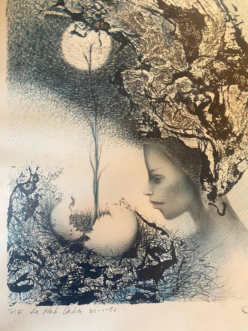 Lithographie ancienne signée, épreuve d'artiste, EDUARDO ROCA SALAZAR (CHOCO) .-{{shop name}}