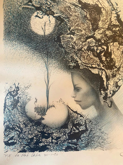 Lithographie ancienne signée, épreuve d'artiste, EDUARDO ROCA SALAZAR (CHOCO) .-{{shop name}}