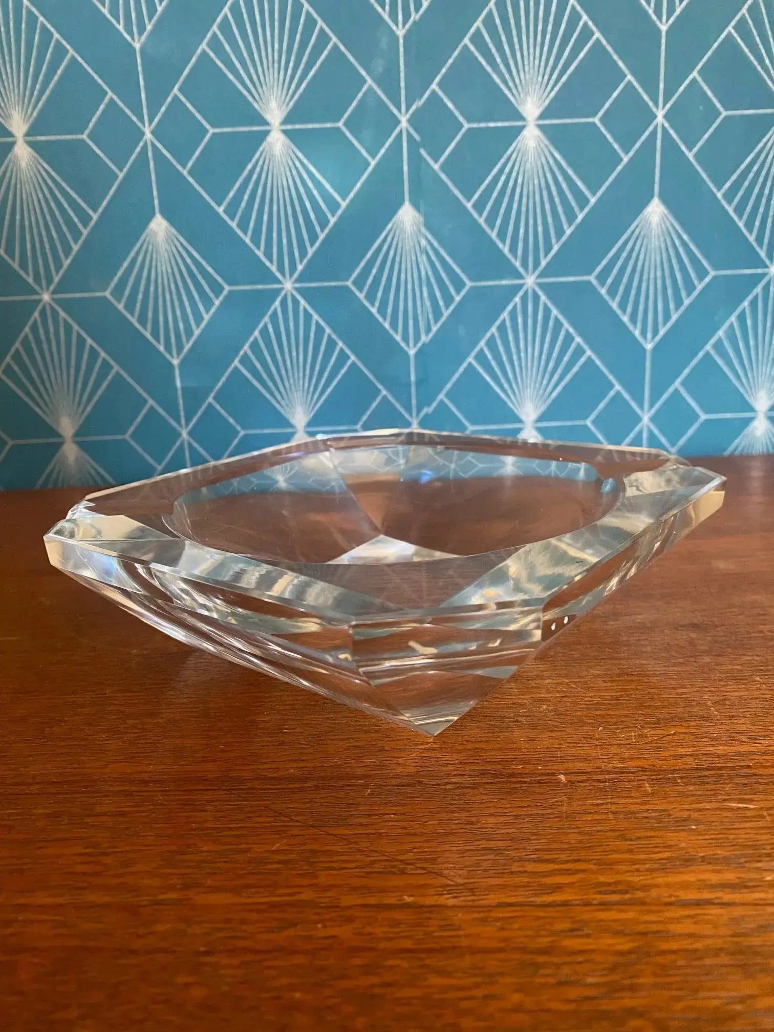 Cendrier en cristal signé Val St Lambert époque Art Déco-{{shop name}}