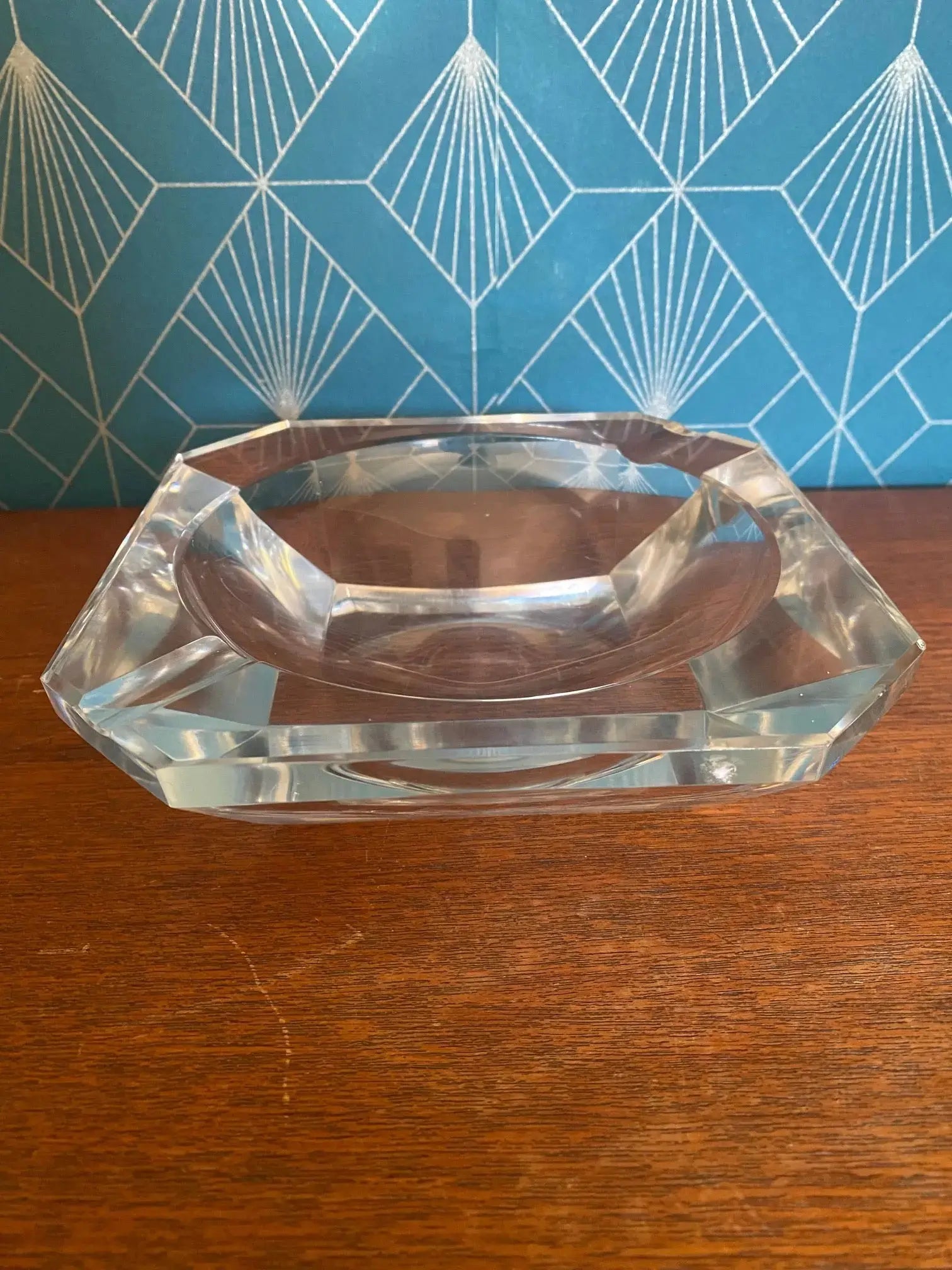 Cendrier en cristal signé Val St Lambert époque Art Déco-{{shop name}}