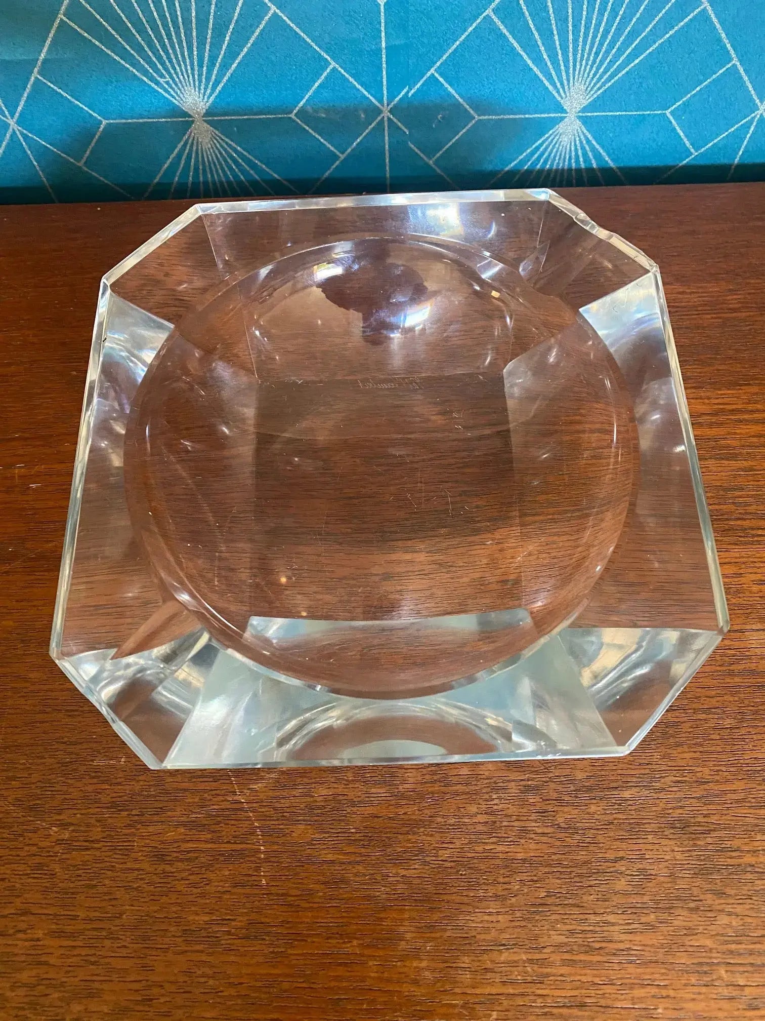 Cendrier en cristal signé Val St Lambert époque Art Déco-{{shop name}}