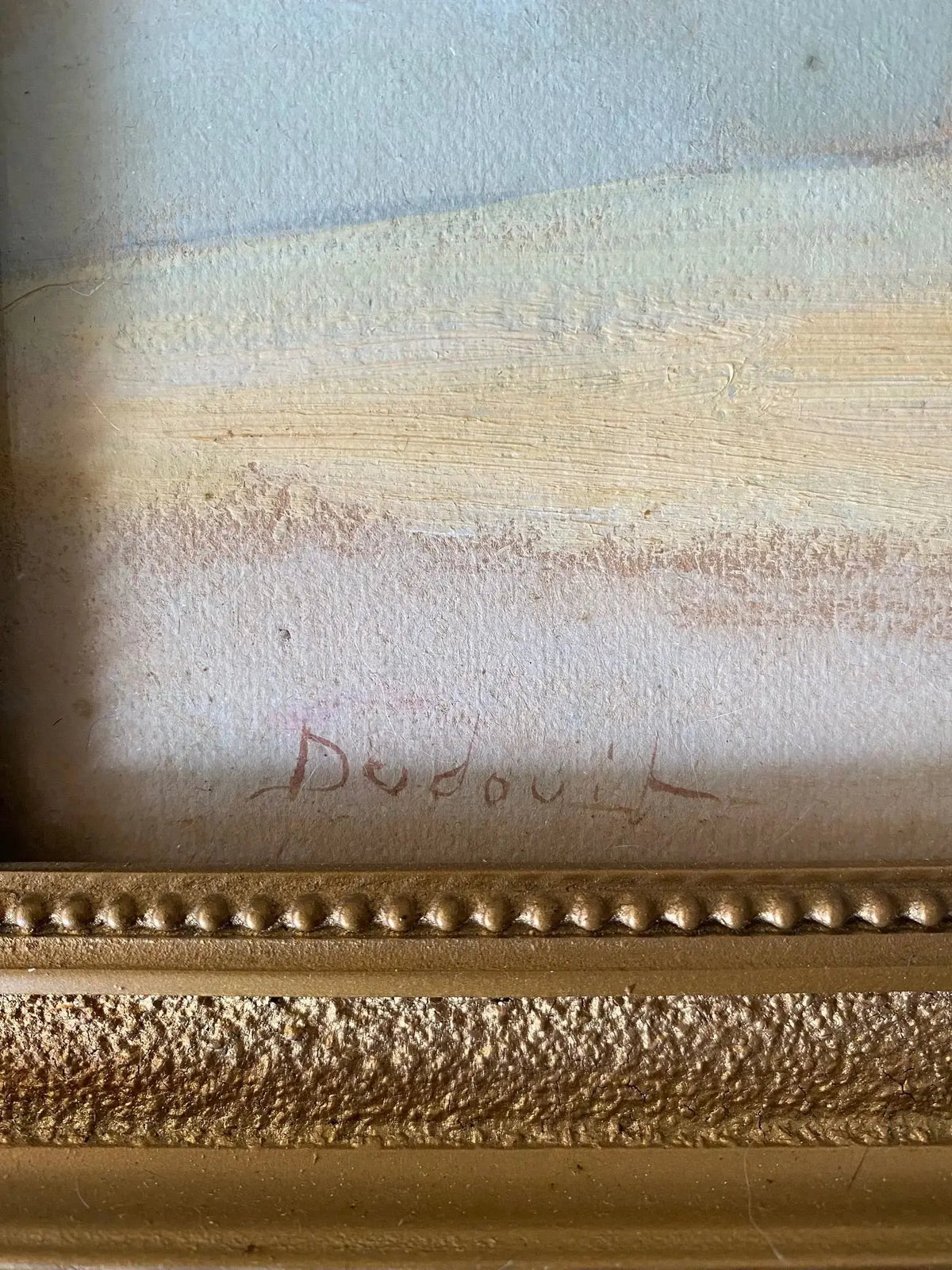 Tableau ancien signé André Dudouit, superbe aquarelle au décor de la Normandie, cabane de pêcheur. 1938 Antiquités de France