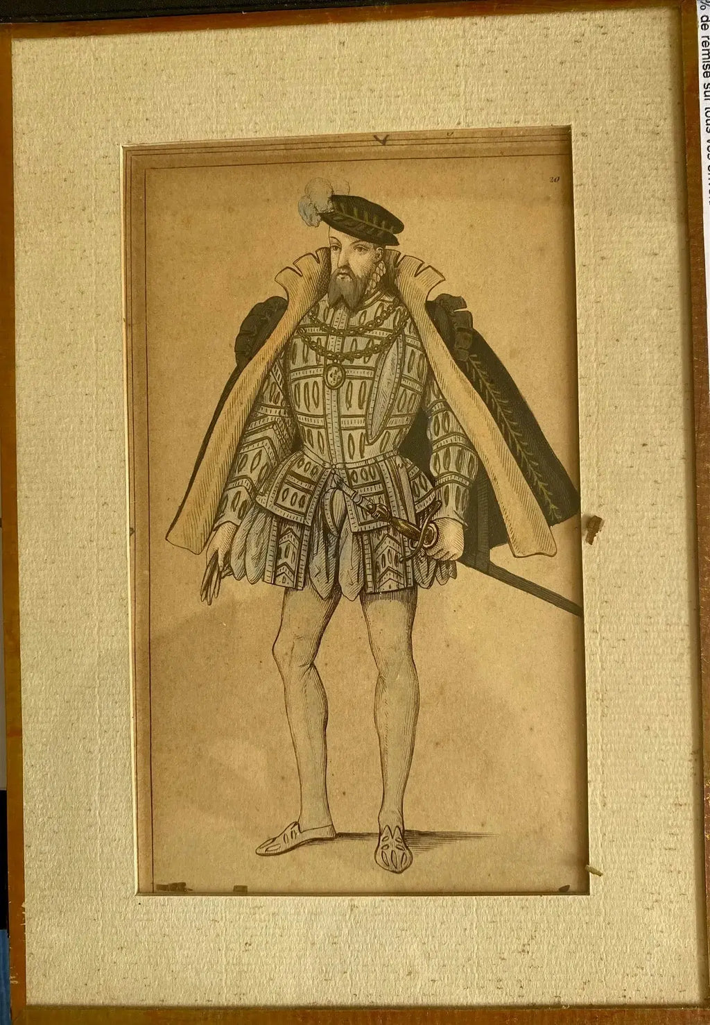 Gravures du XIXème, roi de France, encadrées, sous verre à refixer. Le lot de 3. Antiquités de France