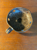 Ancien bougeoir à main, terre cuite émaillée, école Italienne Romacréa, 1950 Antiquités de France