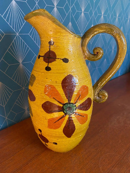 Grand pichet en terre cuite, carafe vintage, école Italienne Romacréa, 1960. Antiquités de France