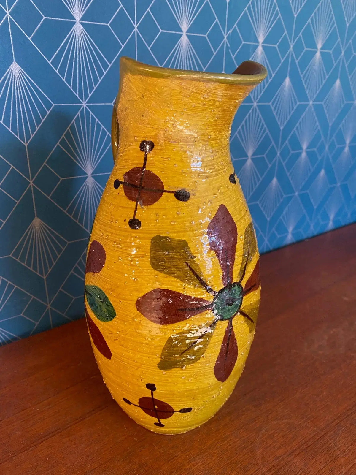Grand pichet en terre cuite, carafe vintage, école Italienne Romacréa, 1960. Antiquités de France