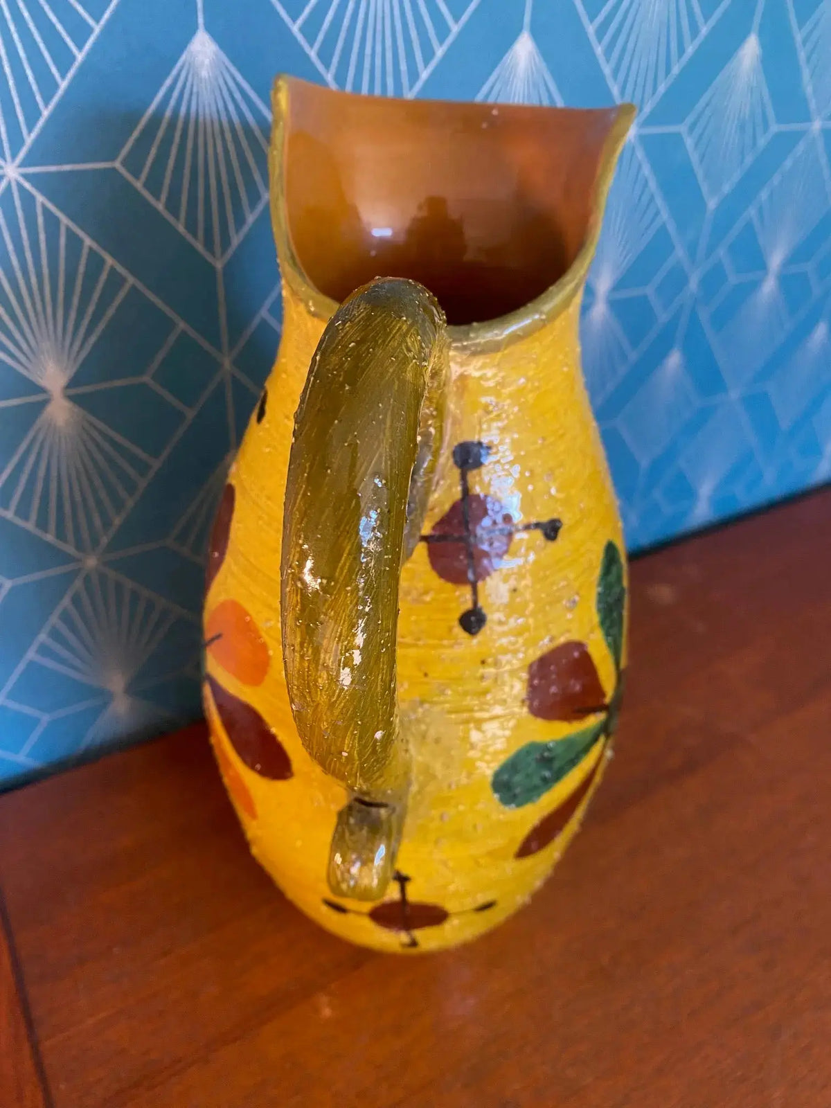 Grand pichet en terre cuite, carafe vintage, école Italienne Romacréa, 1960. Antiquités de France