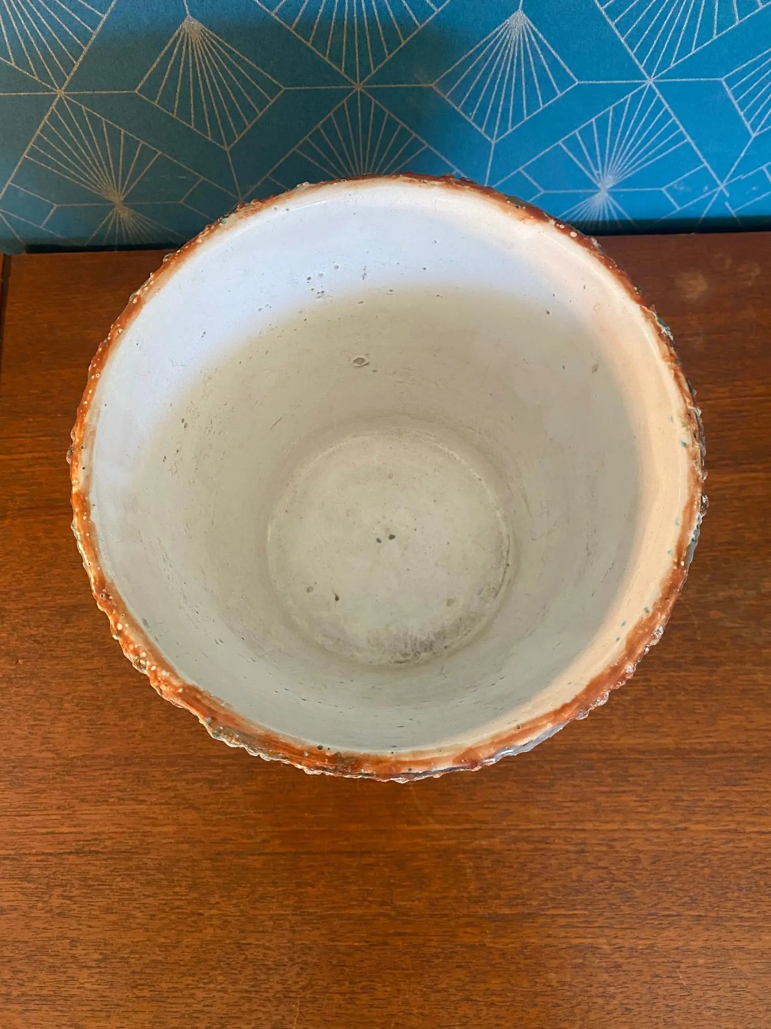 Ancien cache pot en terre cuite émaillée, école Italienne Romacréa, 1950.-{{shop name}}