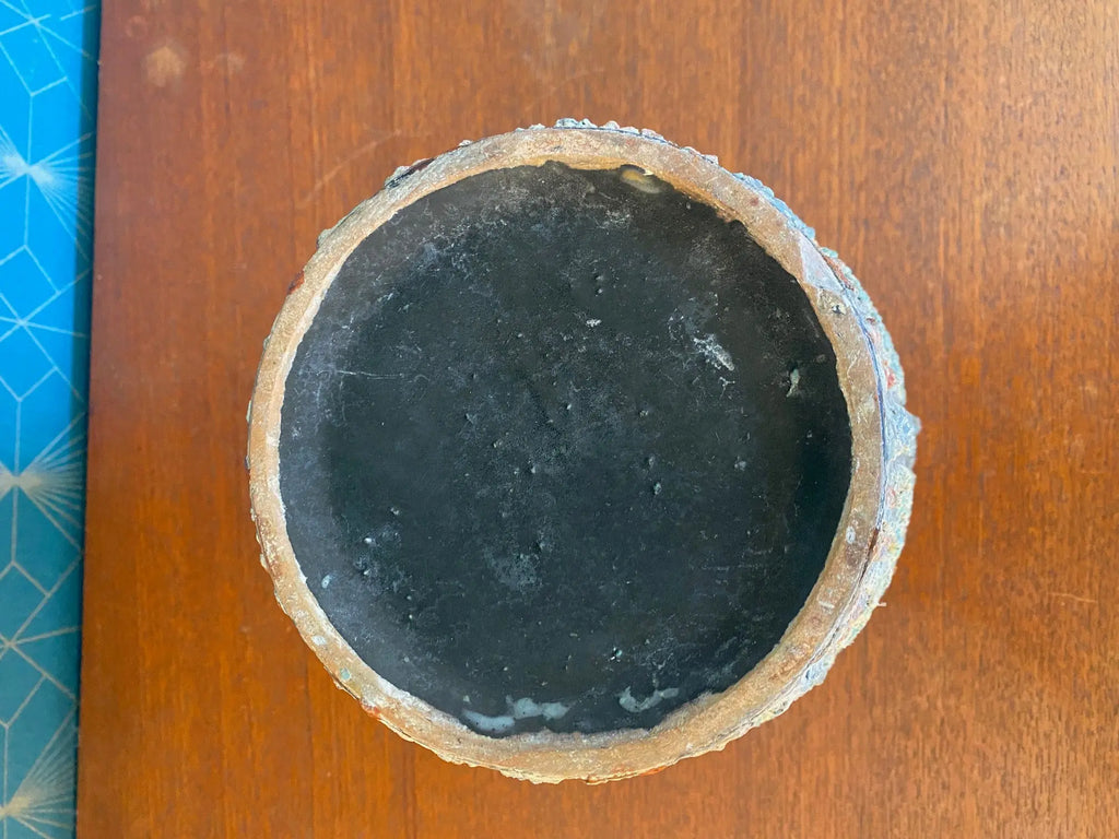 Ancien cache pot en terre cuite émaillée, école Italienne Romacréa, 1950.-{{shop name}}