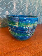 Cache-pot Aldo Londi Bitossi années 50/60 terre cuite émaillée décor rosaces-{{shop name}}