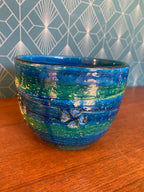 Cache-pot Aldo Londi Bitossi années 50/60 terre cuite émaillée décor rosaces-{{shop name}}