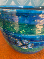 Cache-pot Aldo Londi Bitossi années 50/60 terre cuite émaillée décor rosaces-{{shop name}}