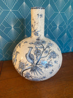 Ancienne terre cuite émaillée, école Italienne Romacréa, 1950 pour ce vase boule transformé en pied de lampe. Antiquités de France