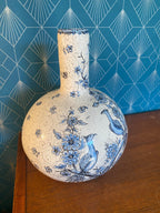 Ancienne terre cuite émaillée, école Italienne Romacréa, 1950 pour ce vase boule transformé en pied de lampe. Antiquités de France