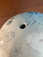 Ancienne terre cuite émaillée, école Italienne Romacréa, 1950 pour ce vase boule transformé en pied de lampe. Antiquités de France