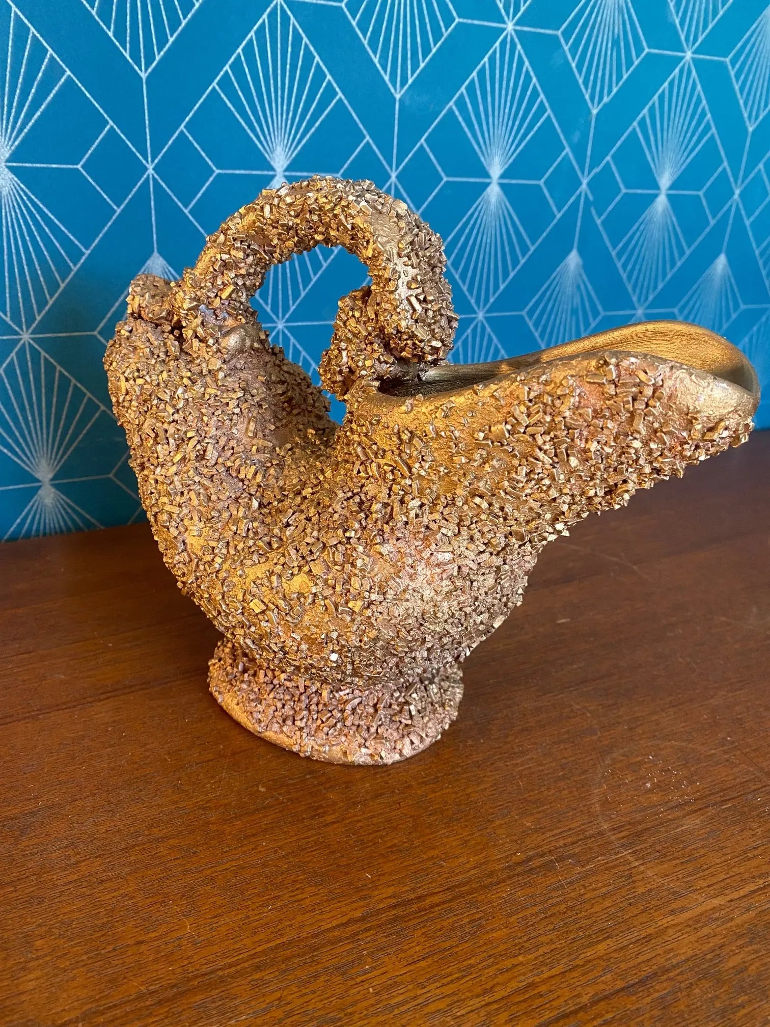 Verseuse ancienne, Céramique vintage, école Italienne Romacréa, des années 60 en grain doré. Antiquités de France