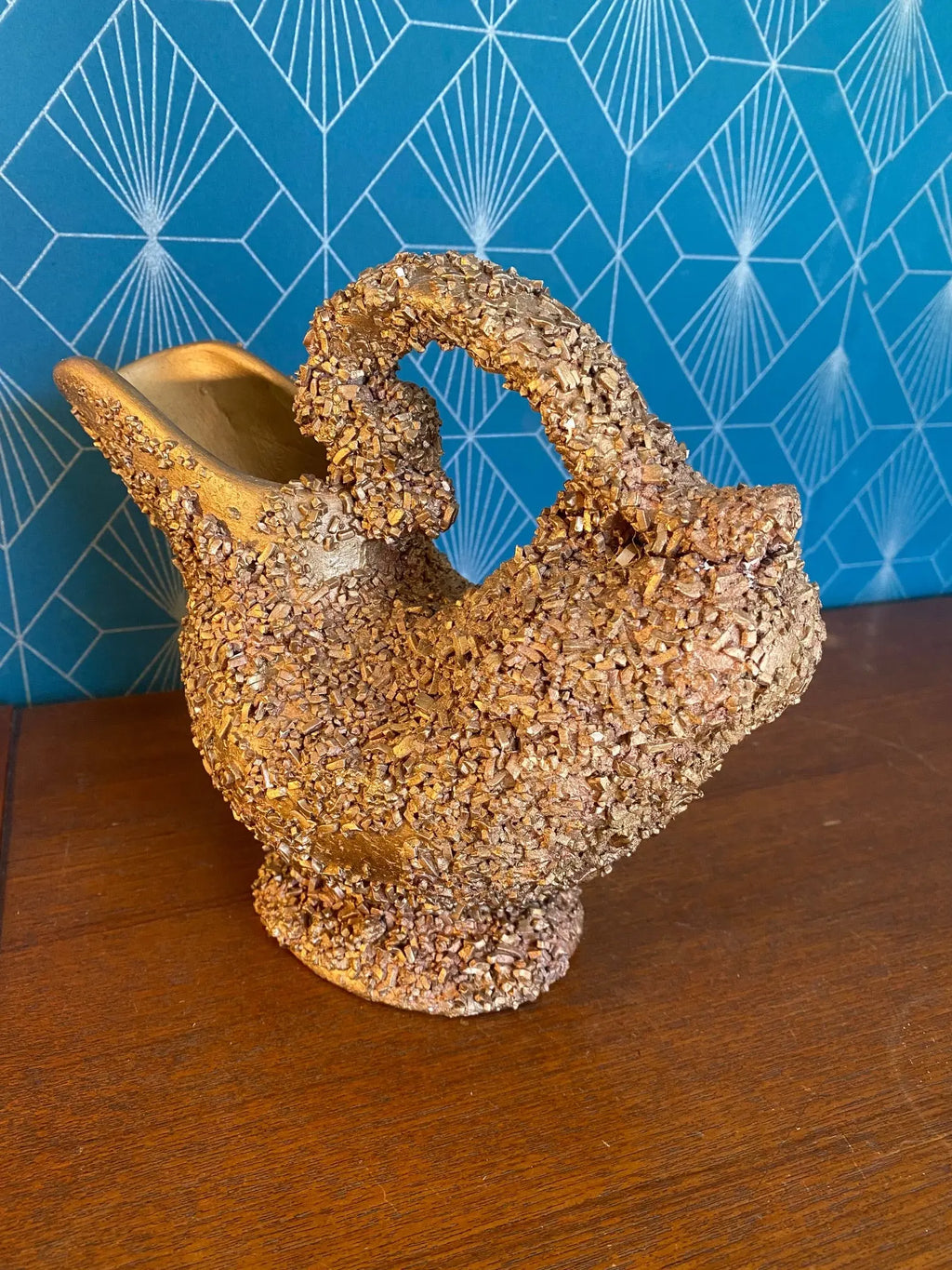 Verseuse ancienne, Céramique vintage, école Italienne Romacréa, des années 60 en grain doré. Antiquités de France