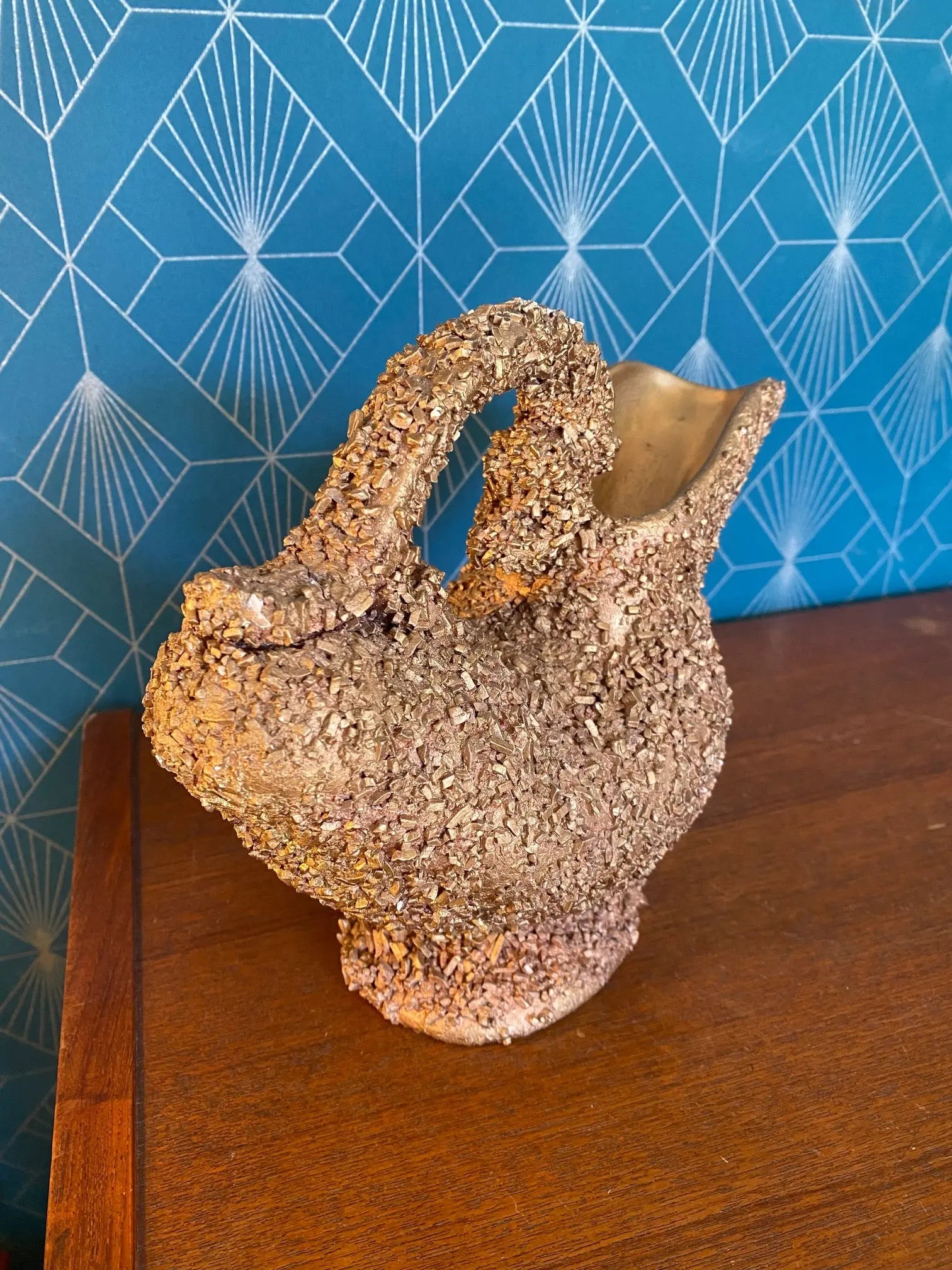 Verseuse ancienne, Céramique vintage, école Italienne Romacréa, des années 60 en grain doré. Antiquités de France