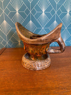 Bougeoir à main ancien, terre cuite, école Italienne Romacréa, des années 60. Antiquités de France