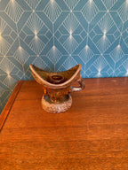 Bougeoir à main ancien, terre cuite, école Italienne Romacréa, des années 60. Antiquités de France