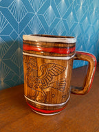 Ancien pichet en Céramique émaillée, à section carré et décors Zoomorphe, école Italienne Romacréa, des années 60. Antiquités de France