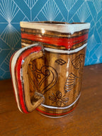 Ancien pichet en Céramique émaillée, à section carré et décors Zoomorphe, école Italienne Romacréa, des années 60. Antiquités de France