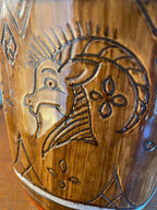 Ancien pichet en Céramique émaillée, à section carré et décors Zoomorphe, école Italienne Romacréa, des années 60. Antiquités de France