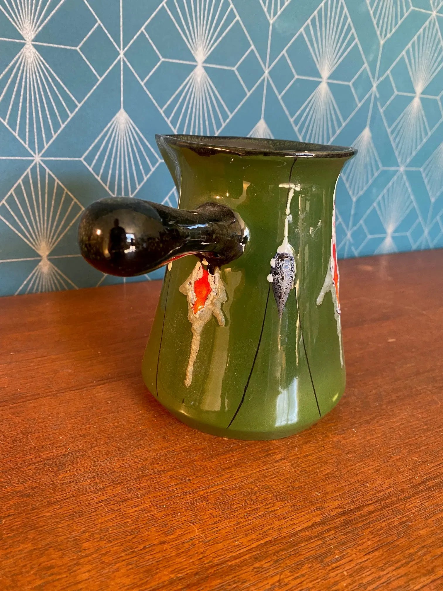 Petite verseuse ancienne, céramique vintage, école Italienne Romacréa, 1960. Antiquités de France