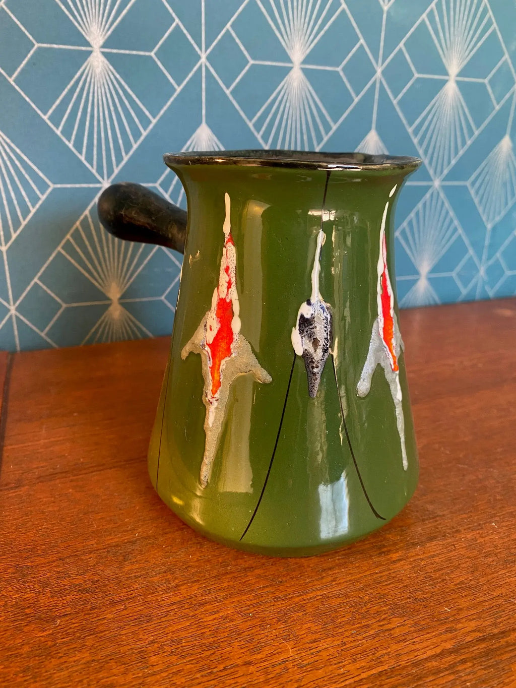 Petite verseuse ancienne, céramique vintage, école Italienne Romacréa, 1960. Antiquités de France