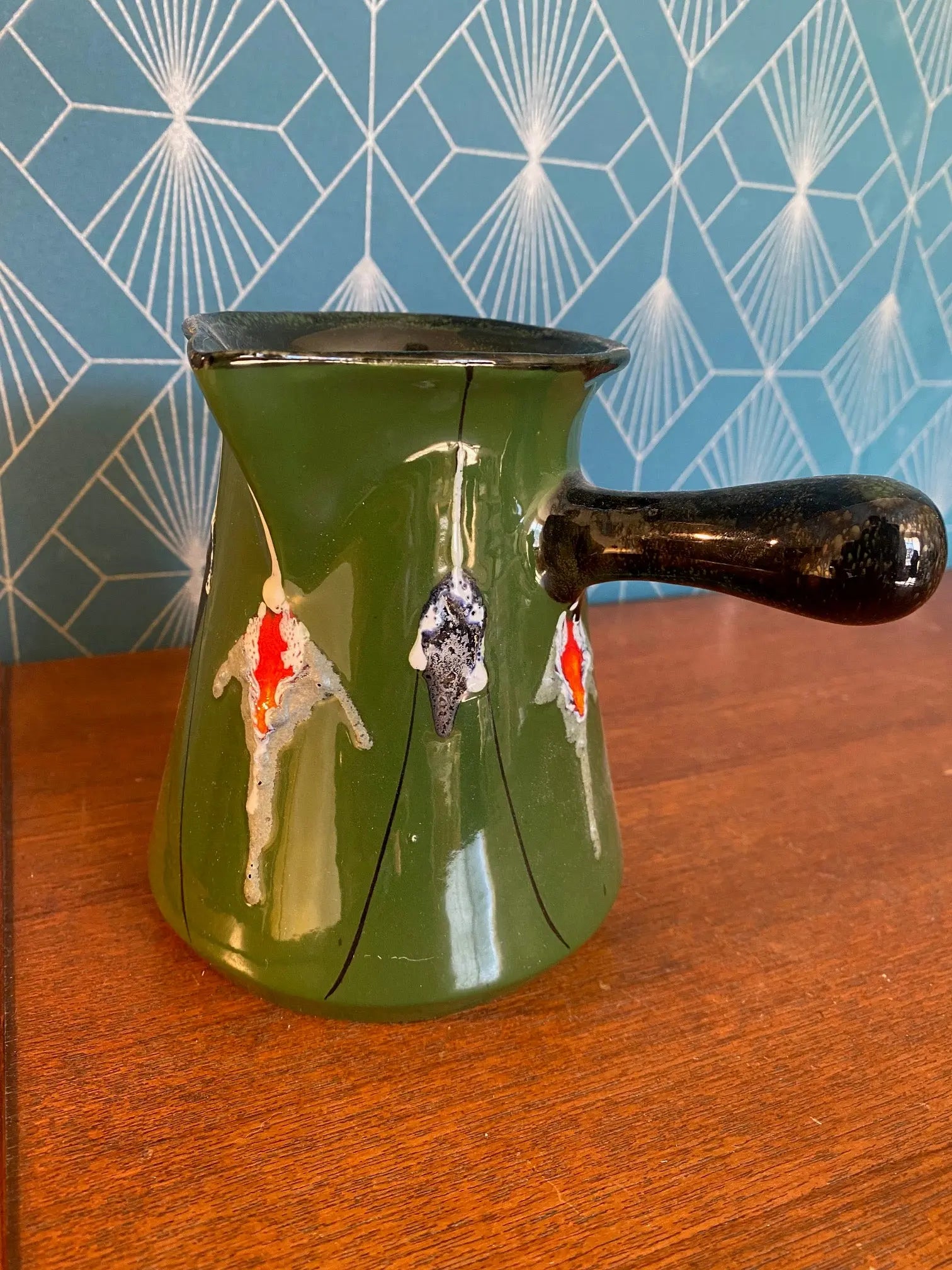 Petite verseuse ancienne, céramique vintage, école Italienne Romacréa, 1960. Antiquités de France