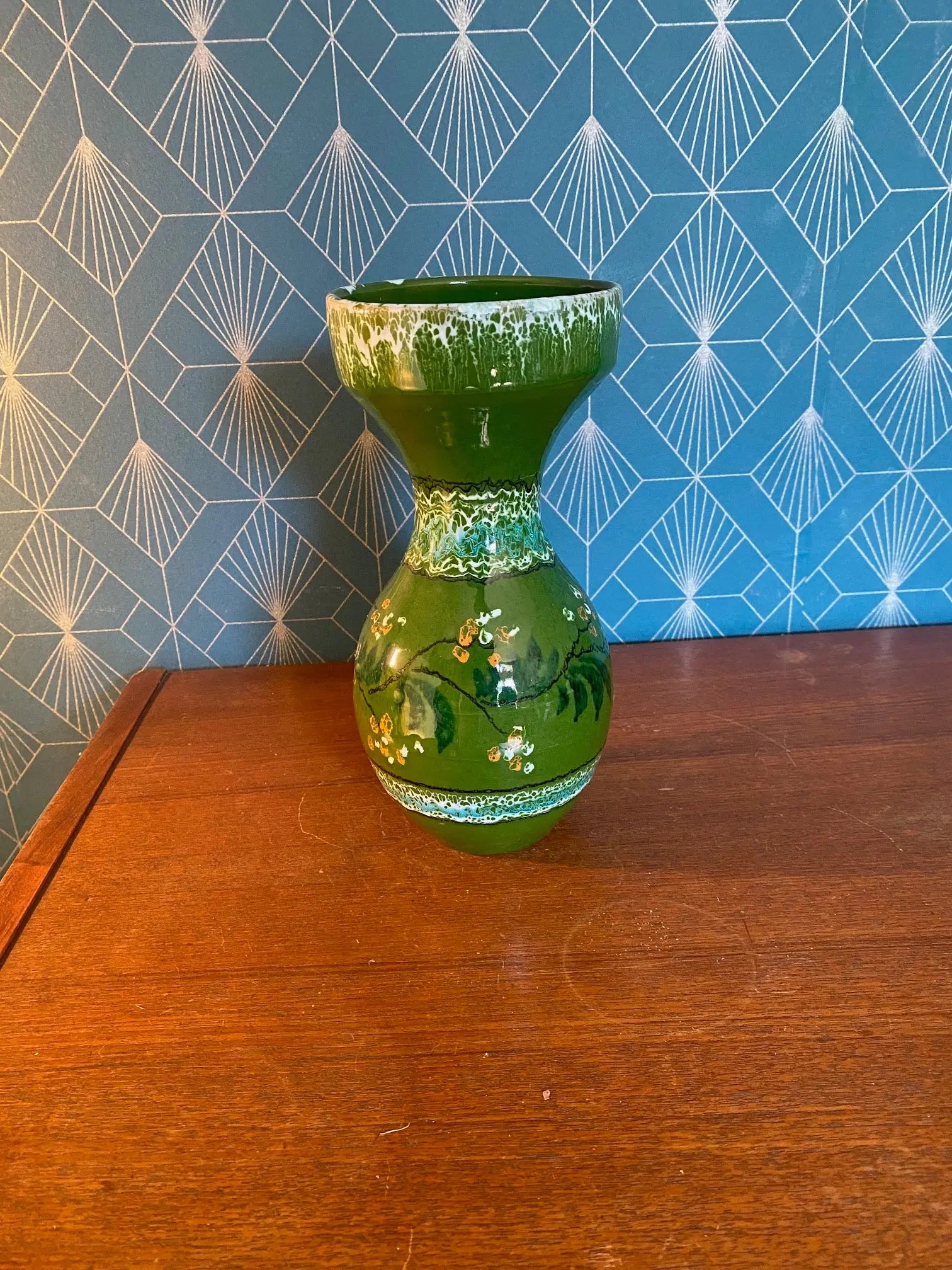 Vase ancien en céramique émaillée, école Italienne Romacréa des années 50. Antiquités de France