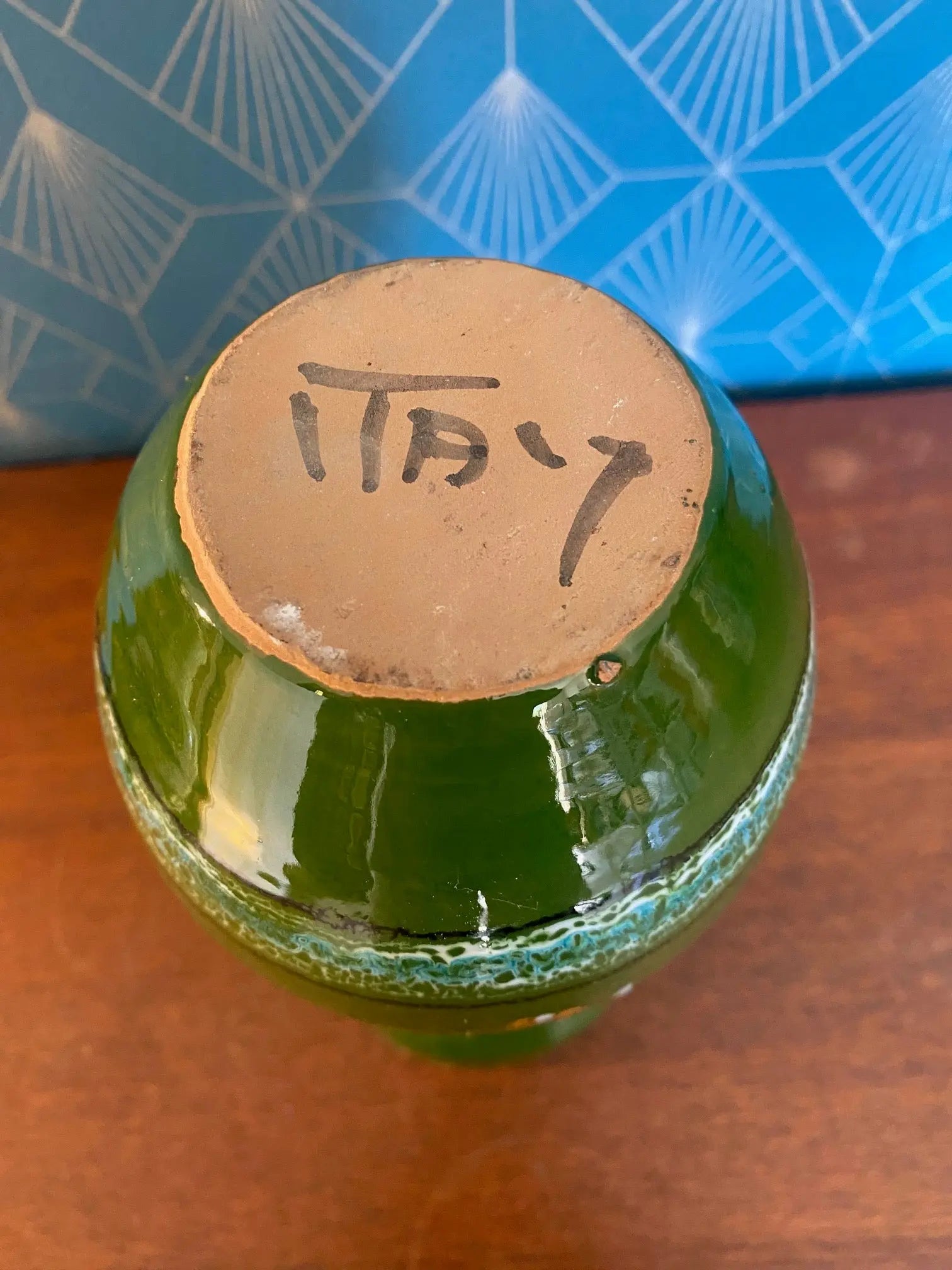 Vase ancien en céramique émaillée, école Italienne Romacréa des années 50. Antiquités de France