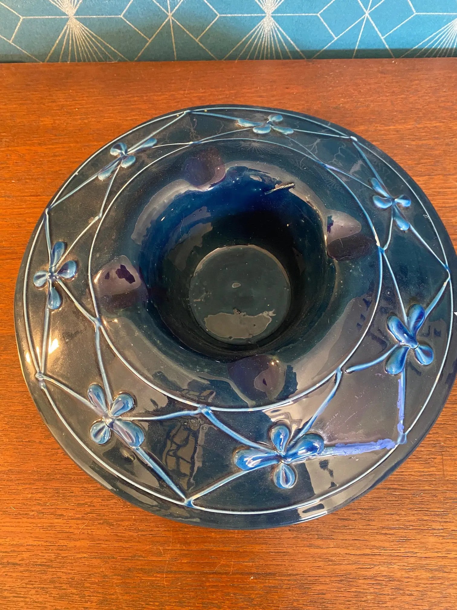 Ancien cendrier en terre cuite émaillée, école Italienne Romacréa, de 1950.-{{shop name}}