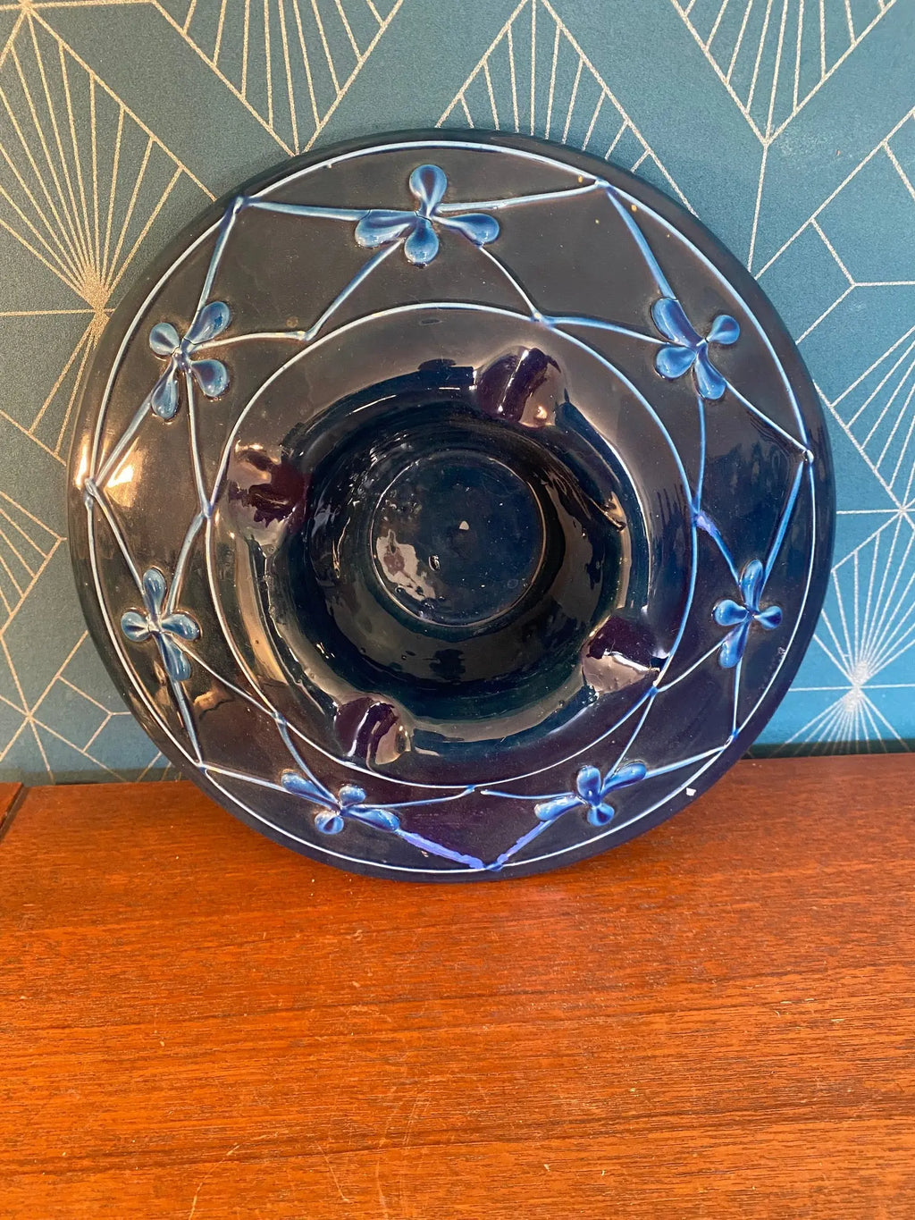 Ancien cendrier en terre cuite émaillée, école Italienne Romacréa, de 1950.-{{shop name}}