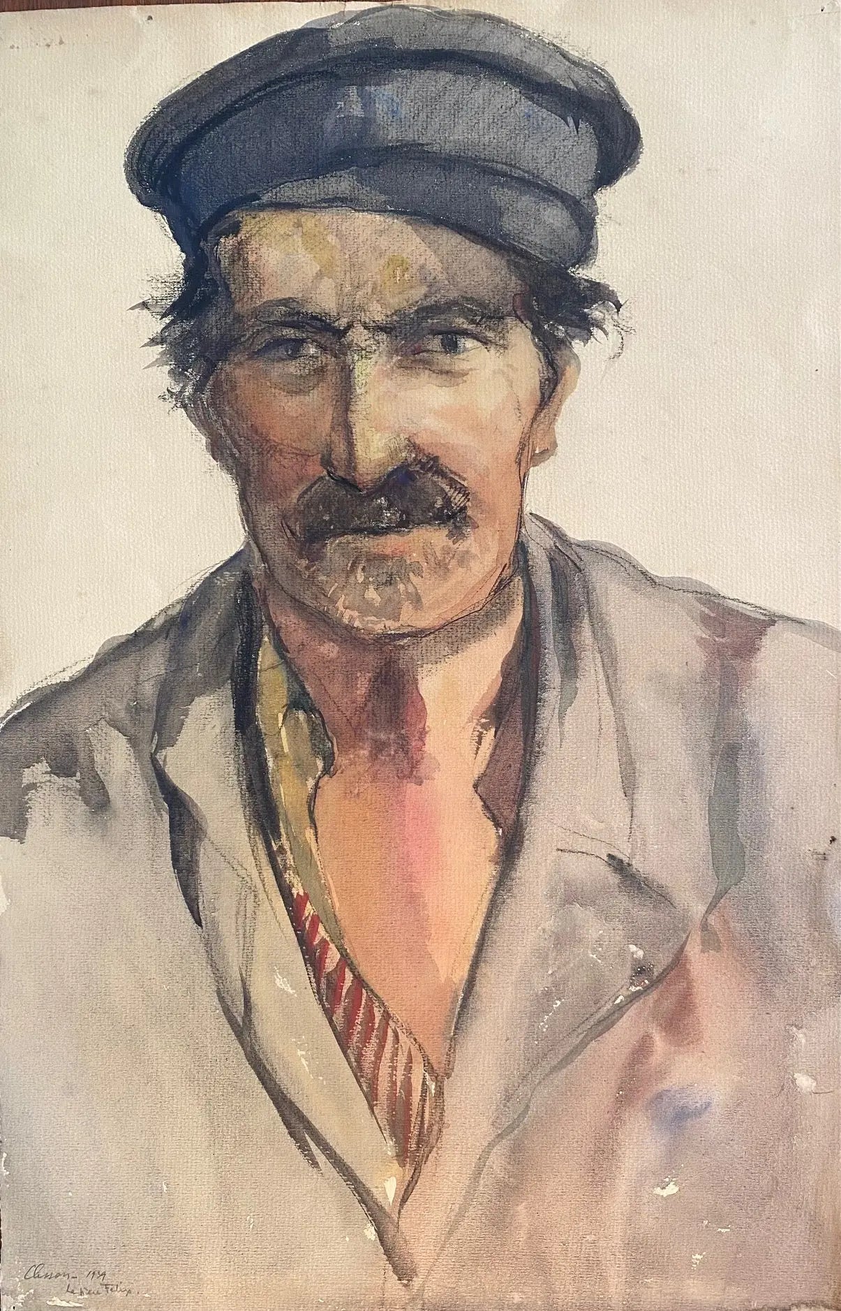 Aquarelle ancienne signée Edmond Valès, courant orientaliste, daté de 1939. Antiquités de France