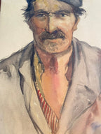 Aquarelle ancienne signée Edmond Valès, courant orientaliste, daté de 1939. Antiquités de France