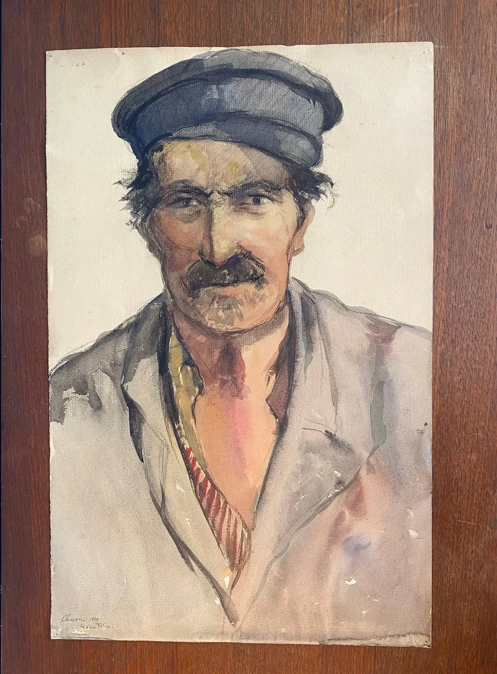 Aquarelle ancienne signée Edmond Valès, courant orientaliste, daté de 1939. Antiquités de France