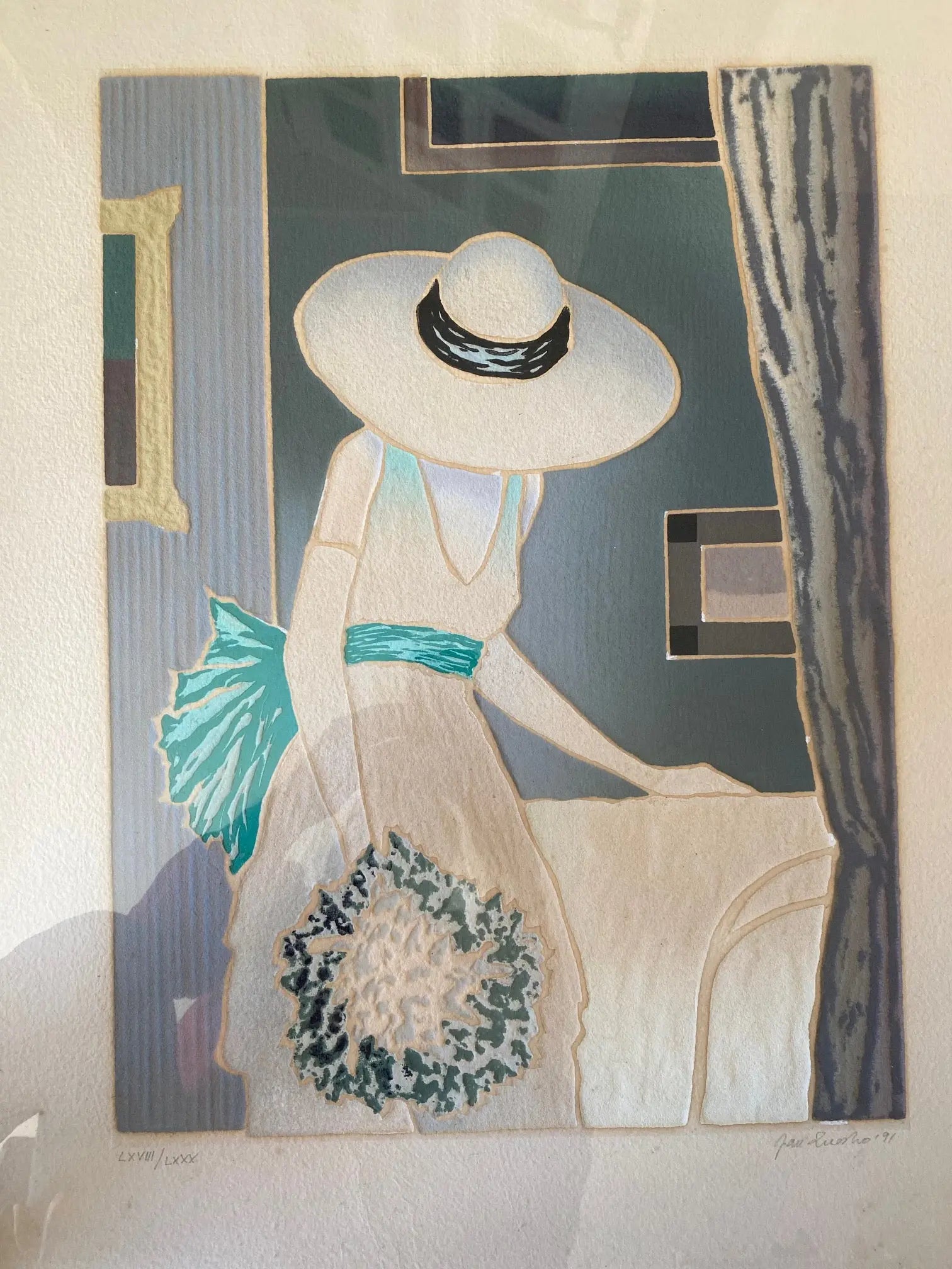 Lithographie ancienne signée, Jan Znosko, numérotée et encadrée sous verre. Antiquités de France