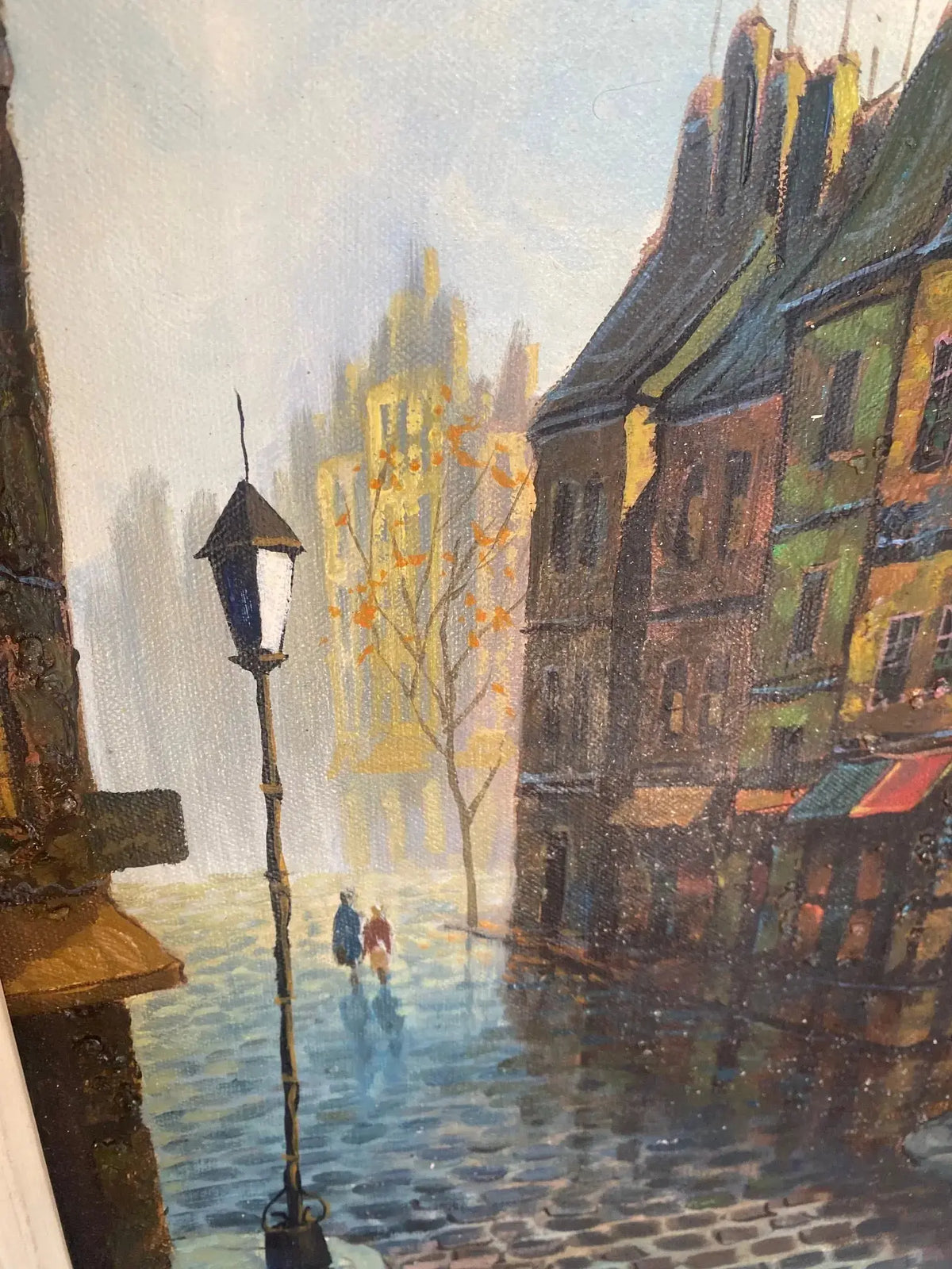 Huile sur toile, école moderne du XXème, signé Faure. Vue de Paris. ou Londres. Antiquités de France